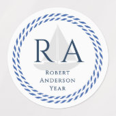 Nautisch touw monogram wit labels (Design 1)