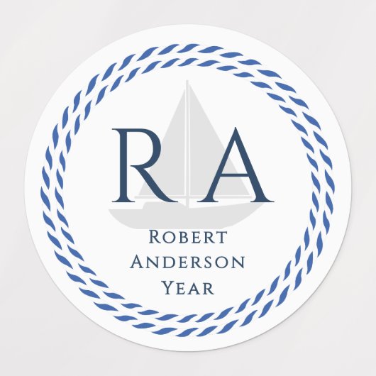 Nautisch touw monogram wit labels (Design 1)