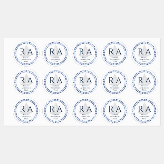 Nautisch touw monogram wit labels (Vel)