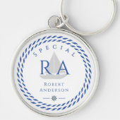 Nautisch touw monogram wit sleutelhanger (Voorkant)