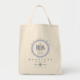 Nautisch touw monogram wit tote bag
