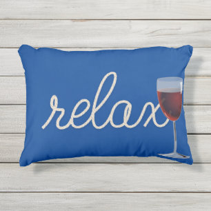 Nautisch touw "relax" met rood wijnglas buitenkussen