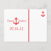 Nautisch touw Save the Date // Red & Navy Aankondigingskaart (Achterkant)