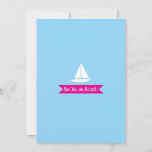 Nautisch Touw Verjaardag Roze Uitnodiging (Achterkant)