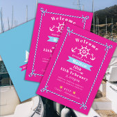 Nautisch Touw Verjaardag Roze Uitnodiging