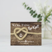 Nautisch touw We binden de knoop vast Save the Dat Aankondigingskaart (Staand voorkant)