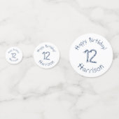 Nautisch touwknopen blauw wit verjaardagsdouane confetti (Achterkanten)