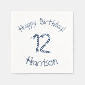 Nautisch touwknopen blauw wit verjaardagsdouane servet (Voorkant)