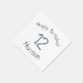 Nautisch touwknopen blauw wit verjaardagsdouane servet (Hoek)