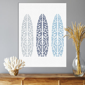 Nautisch Trio van Line Art Surfboards Canvas Afdruk