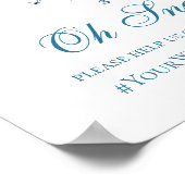 Nautisch trouwbord. Blauwinstagramhashtag Poster (Hoek)