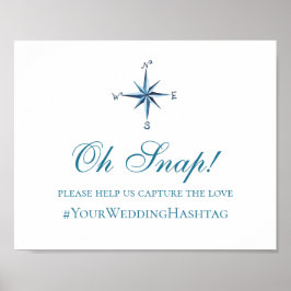 Nautisch trouwbord. Blauwinstagramhashtag Poster