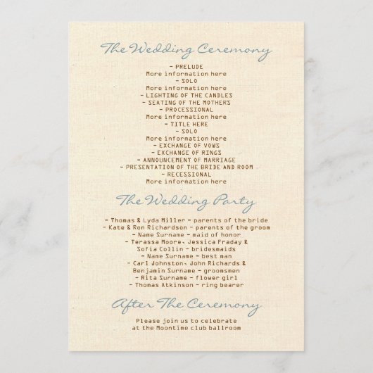 Nautisch trouwprogramma programmakaart (Achterkant)