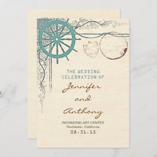 Nautisch trouwprogramma programmakaart (Voorkant / Achterkant)