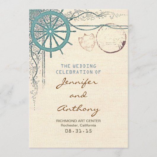 Nautisch trouwprogramma programmakaart (Voorkant)