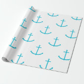nautisch turquoise ankerpatroon cadeaupapier (Uitgerold)