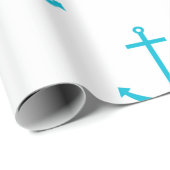 nautisch turquoise ankerpatroon cadeaupapier (Rol Hoek)