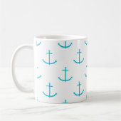 nautisch turquoise ankerpatroon koffiemok (Links)