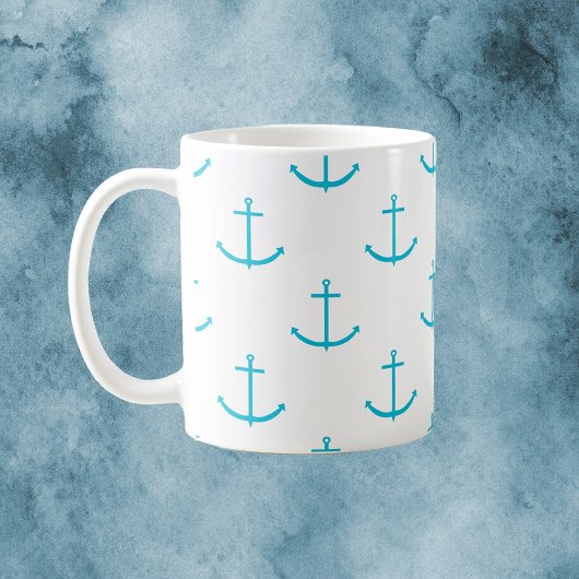 nautisch turquoise ankerpatroon koffiemok