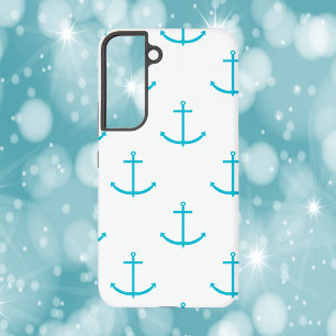 nautisch turquoise ankerpatroon samsung galaxy hoesje