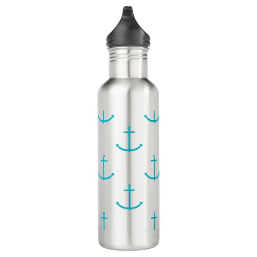nautisch turquoise ankerpatroon waterfles (Rechts)