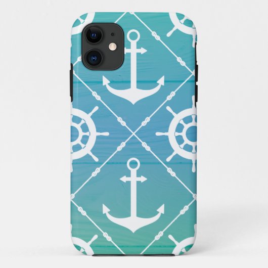 Nautisch turquoise-ontwerp Case-Mate iPhone case (Achterkant)
