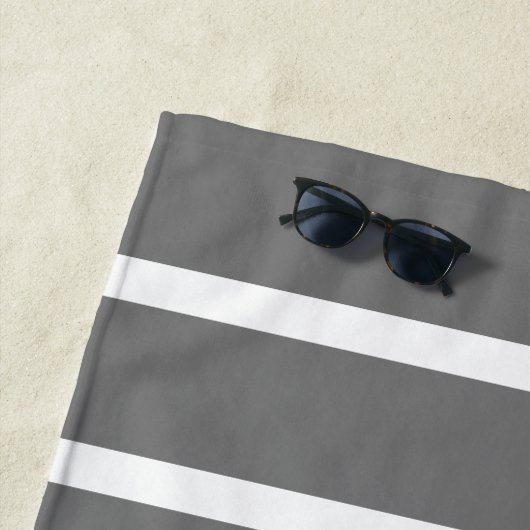 Nautisch vak Grijze streep Naam toevoegen Tekst Strandlaken (In situ)