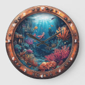 Nautisch venster Verloren Schat Koraalrif Scheepsw Grote Klok (Voorkant)