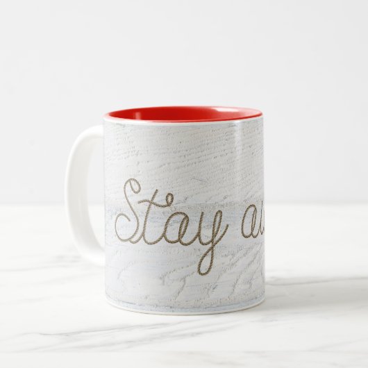 nautisch verblijf terwijl tekst touw bericht op ho tweekleurige koffiemok (Voorkant links)