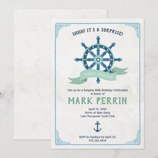  nautisch verjaardagsfeestje kaart (Voorkant / Achterkant)