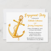 Nautisch Verloving Gold Anchor Wedding Beach Boat Kaart (Voorkant)