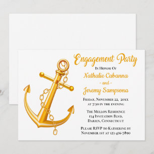 Nautisch Verloving Gold Anchor Wedding Beach Boat Kaart