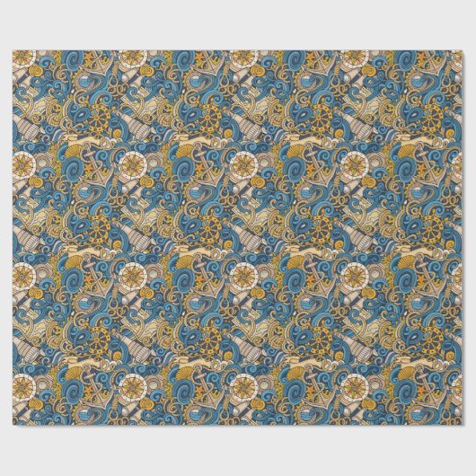 Nautisch verpakkingspapier cadeaupapier (Vlak)