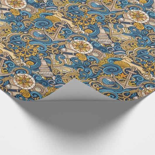 Nautisch verpakkingspapier cadeaupapier (Hoek)