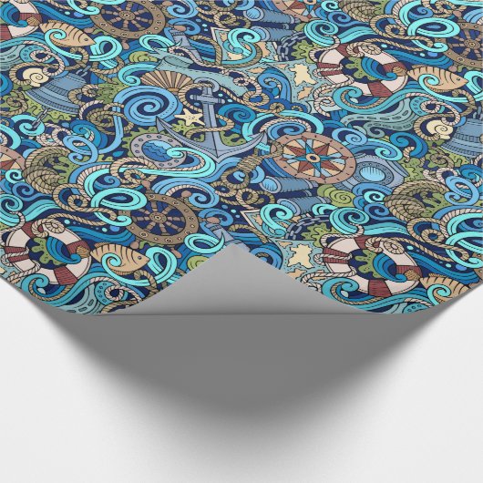 Nautisch verpakkingspapier cadeaupapier (Hoek)