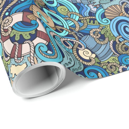 Nautisch verpakkingspapier cadeaupapier (Rol Hoek)