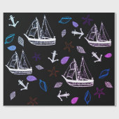 Nautisch verpakkingspapier, zeethema cadeaupapier (Vlak)