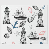 Nautisch verpakkingspapier, zomerthema cadeaupapier (Vlak)