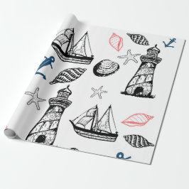 Nautisch verpakkingspapier, zomerthema cadeaupapier