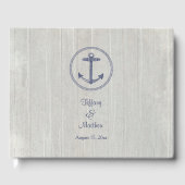 Nautisch verweerd hout gepersonaliseerde bruiloft gastenboek (Voorkant)