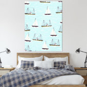 Nautisch vispatroon canvas afdruk (Insitu (Slaapkamer))
