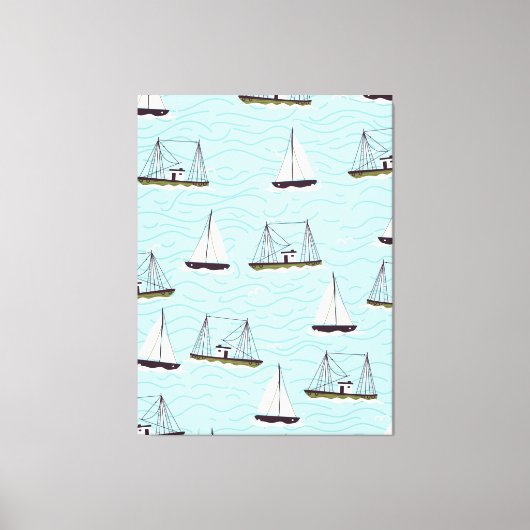 Nautisch vispatroon canvas afdruk (Voorkant)
