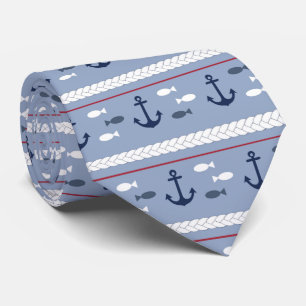 Nautisch Vissen Zeilen Boot Rode Wit Blauw Stropdas