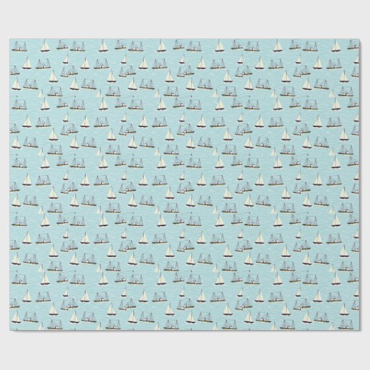 Nautisch visserspatroonmagneet cadeaupapier (Vlak)