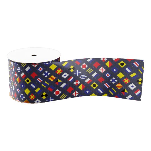 Nautisch vlaggenpatroon grosgrain lint (Spoel)