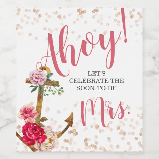 Nautisch Vrijgezellenfeest | Ankerdouche|Favoriete Wijn Etiket (Enkel label)