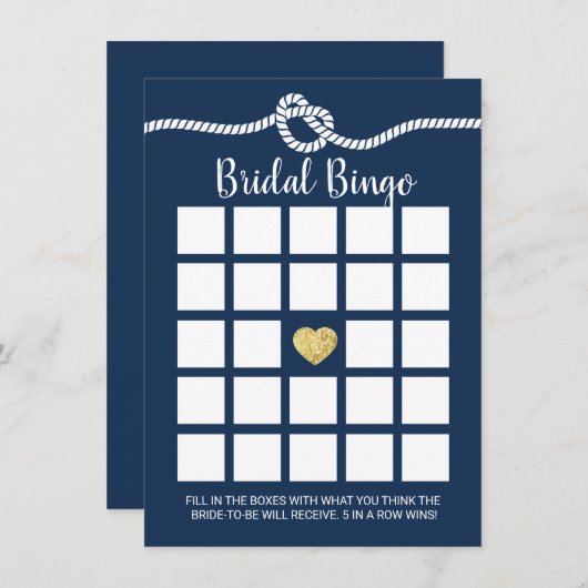 Nautisch Vrijgezellenfeest Bingo Spel Navy Blue Kaart (Voorkant / Achterkant)