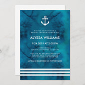 nautisch Vrijgezellenfeest met blauwe Waterverf Kaart (Voorkant / Achterkant)