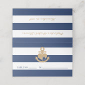 Nautisch Vrijgezellenfeest Place Card Navy & Gold Plaatskaartje (Buitenkant ongevouwen)