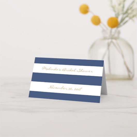 Nautisch Vrijgezellenfeest Place Card Navy & Gold Plaatskaartje (Achterkant)